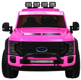 Carro elétrico para Crianças 12V 4x4 2 Lugares Ford Super Duty Rodas de EVA, Assento de couro Rosa