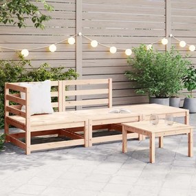 3 pcs conjunto lounge de jardim pinho maciço