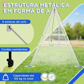 Baloiço para Crianças Baloiço Jardim com 1 Baloiço Simples 1 Planador e Anti-UV 255x160x180 cm Cinza e Verde