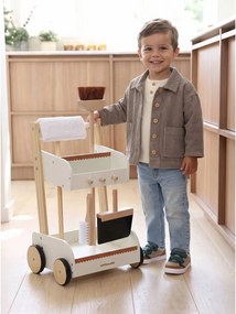 Carrinho de limpeza Montessori, em madeira cru