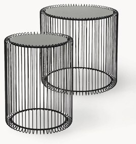 Mesas de apoio em metal com tampo de vidro Wire, conjunto de 2