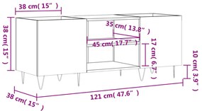 Armário p/ Discos - 121x38x48cm - Derivados Madeira Cinzento Sonoma