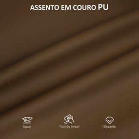 Conjunto de 2 Bancos de Bar Bancos Altos de Cozinha com Encosto em Vime Assento em PU Estrutura de Aço 45x50x97 cm Castanho