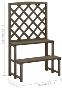 Suporte de plantas c/ treliça 70x42x115cm abeto maciço cinzento