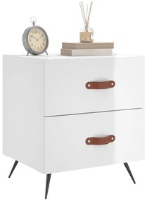 Mesa de cabeceira derivados de madeira branco brilhante