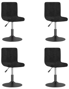 vidaXL Cadeiras de jantar giratórias 4 pcs veludo preto