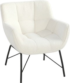 HOMCOM Poltrona de destaque moderna, Poltrona Sherpa-Fleece com encosto curvo, apoios de braço integrados, pés de metal, Creme branco | Aosom Portugal