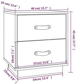 Mesas de cabeceira 2 pcs 40x34x45 cm pinho maciço branco