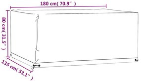 Capas p/ mobília de jardim 2pcs 8 ilhós 180x135x80cm retangular