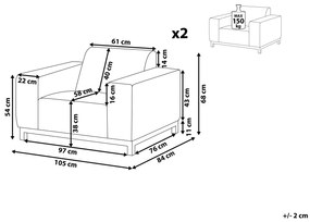 Conjunto de 2 poltronas de jardim cinzento claro e branco ROVIGO Beliani