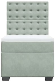 Cama com molas/colchão 90x190 cm veludo cinza-claro