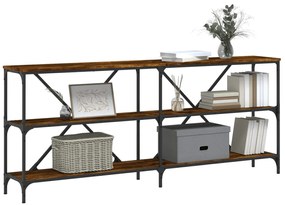Mesa consola 180x30x75 cm deriv. madeira/ferro carvalho fumado