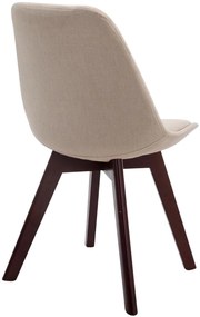 Cadeira de cozinha e sala de jantar Borneo em tecido com estrutura em Cor Nogueira 48 x 84 x 55 cm Creme