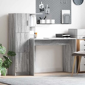 vidaXL Mesa com Armazenamento 2 pcs Sonoma cinzento 102 x 50 x 124 cm