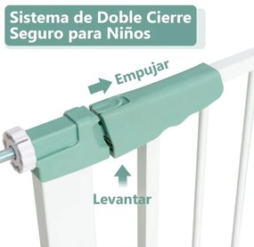 Barreira de segurança para crianças 80-132cm Porta de segurança para bebés com extensões e kits de montagem em escadas Branco