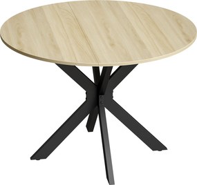 Mesa de Cozinha Redonda Dobrável para 2-6 Pessoas com Aba Rebatível Estrutura de Aço em X Duplo Ø110x76 cm Madeira