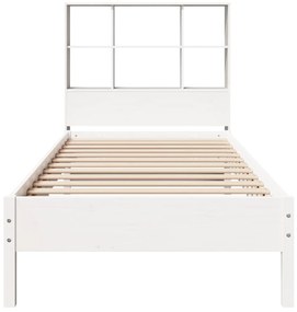 Cama com estante sem colchão 100x200 cm pinho maciço branco