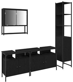Conjunto de móveis de banheiro - 4 peças - em carvalho preto, feito de