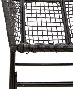 3 pcs conjunto de jantar para jardim vime PE vidro preto
