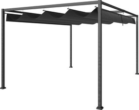 Outsunny Pérgola aprox. 3x2 m Pavilhão de Jardim Cobertura para Terraço Metal Pavilhão de Jardim Independente com Teto Ajustável, Proteção UV, Proteção Solar para Terraço e Jardim, Preto+Cinza | Aosom Portugal