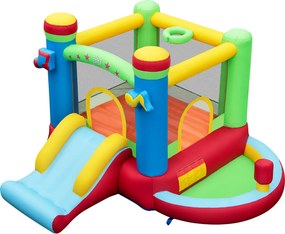 Castelo insuflável para crianças com tema musical com escorrega (SEM COMPRESSOR) Área de salto Cesto de basquetebol Piscina de bolas Área de boxe de j