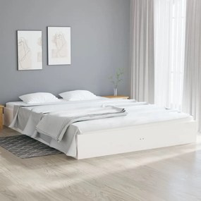 Estrutura de cama 200x200 cm madeira maciça branco