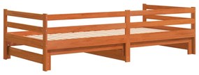 Sofá-cama com gavetão 80x200 cm madeira de pinho castanho cera