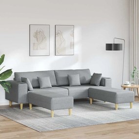 Sofá de Tecido com almofada 3 pcs Cinzento-claro 208 cm tecido