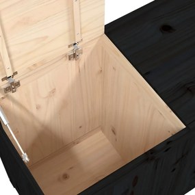 Caixa para roupa 88,5x44x66 cm madeira de pinho maciça preto