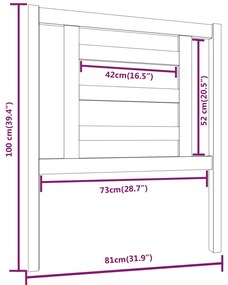 Cabeceira de cama 81x4x100 cm pinho maciço cinzento