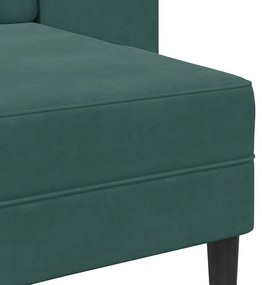 Sofá 2 lugares com Chaise em L 125 cm veludo verde-escuro