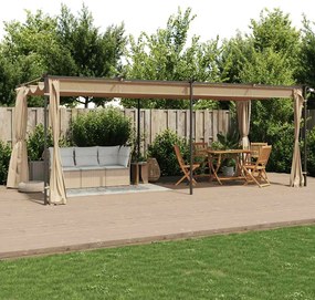 vidaXL Gazebo com cortinas 6x3 m aço cinzento-acastanhado