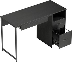 HOMCOM Secretária Compacta, 120x52.3 cm Secretária de Escritório com Bandeja para Teclado, Compartimento Aberto e Gavetas para Documentos Formato A4 Letter Legal, Mesa de Computador para Casa Estúdio Escritório, Preto | Aosom Portugal