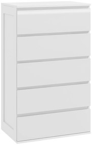 HOMCOM Cômoda 5 Gavetas Móvel de Armazenamento Sem Puxadores estilo Minimalista 60x38x100 cm Branco | Aosom Portugal