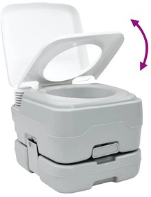 Vaso Sanitário Portátil vidaXL Cinza e Branco em Plástico 10 L
