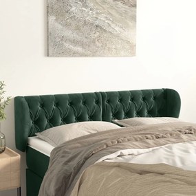 Cabeceira de cama c/ abas veludo 163x23x78/88cm verde-escuro