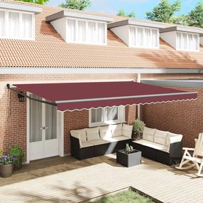 vidaXL Toldo retrátil automático 500x300 cm bordô