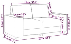 Sofá de 2 lugares veludo 120 cm amarelo