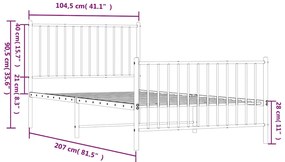 Estrutura de cama com cabeceira e pés 100x200 cm metal branco