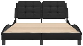 Estrutura de cama c/ luzes LED 140x200cm couro artificial preto