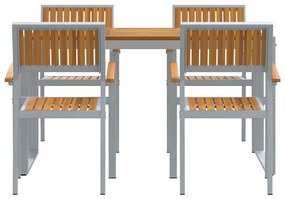 Conjunto de Jantar de 5 Peças Madeira Maciça de Acácia e Metal