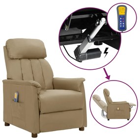 vidaXL Poltrona de massagens elevatória couro artificial cappuccino