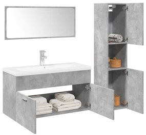 vidaXL 4 pcs conj. móveis casa banho derivados madeira cinza cimento