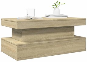 Mesa de centro com luzes LED 90x50x40 cm carvalho sonoma