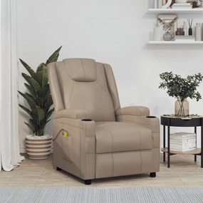 321317 vidaXL Cadeira de massagens couro artificial cappuccino