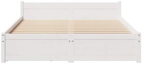 Cama sem colchão 140x190 cm madeira de pinho maciça branco
