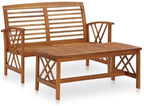 2 pcs conjunto lounge de jardim madeira de acácia maciça