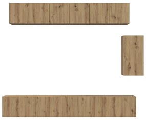 Conjunto de móvel de TV com gaveta com prateleira 6 pcs carvalho artis