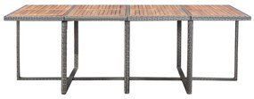 13 pcs conjunto jantar exterior vime e madeira acácia antracite