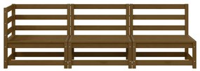 3 pcs conjunto lounge de jardim pinho maciço castanho mel